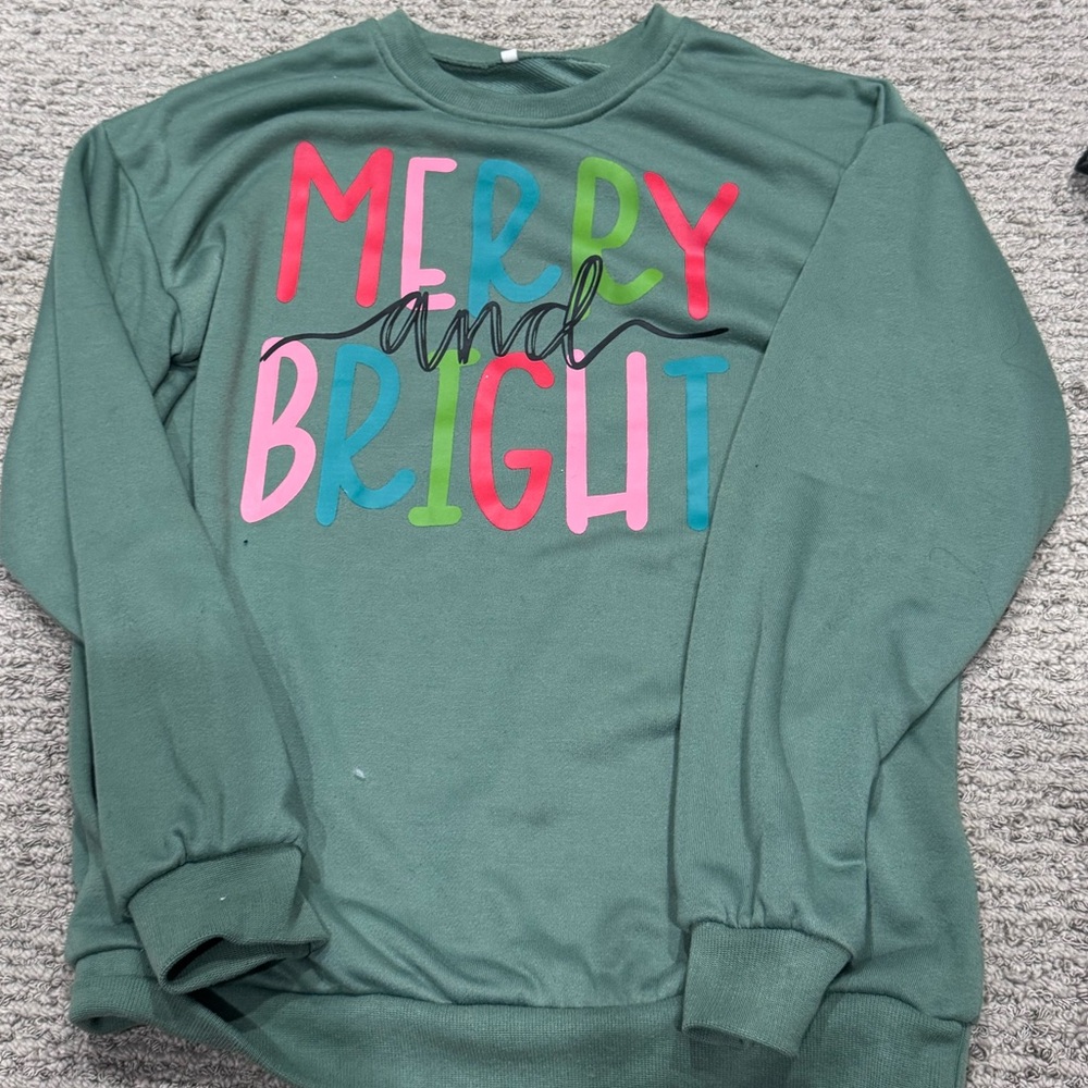 Merry and Bright Green Holiday Sweatshirt